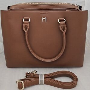 Melie Bianco Vegan Leather Brown Tote